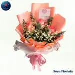 Pink Rose Gypsophila Bouquet fresh pink roses with baby’s breath