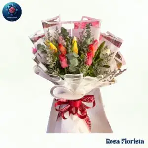 Colorful Tulip Eucalyptus Bouquet Milan fresh colorful tulips with eucalyptus