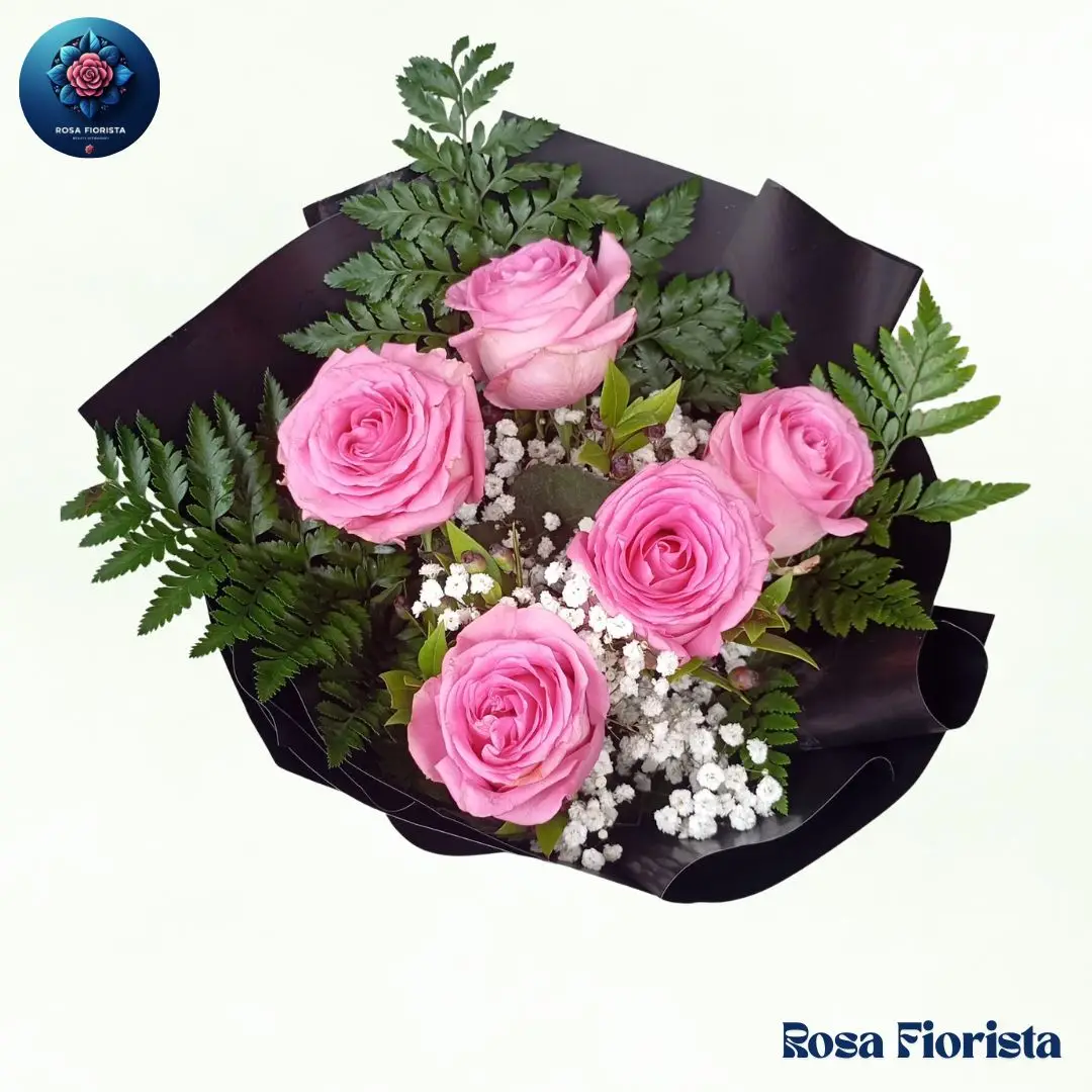 Pink Rose Gypsophila Bouquet fresh pink roses with white gypsophila