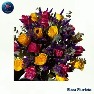 Yellow Pink Rose Statice Bouquet fresh yellow roses pink roses and statice