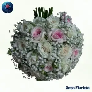 Blush White Rose Gypsophila Bouquet Milan fresh blush and white roses with baby’s breath