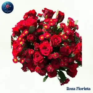 Scarlet Rose Daisy Bouquet Milan fresh scarlet roses and daisies