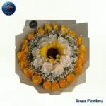Golden Sun Rose Halo Bouquet Milan fresh golden roses