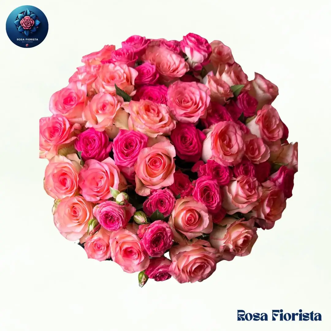 Pink Bokay with fresh seasonal pink flowers in Milan