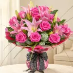Pink Lily & Pink Rose Bouquet Milan
