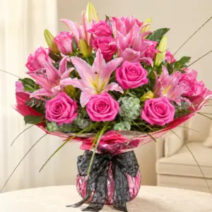 Pink Lily & Pink Rose Bouquet Milan