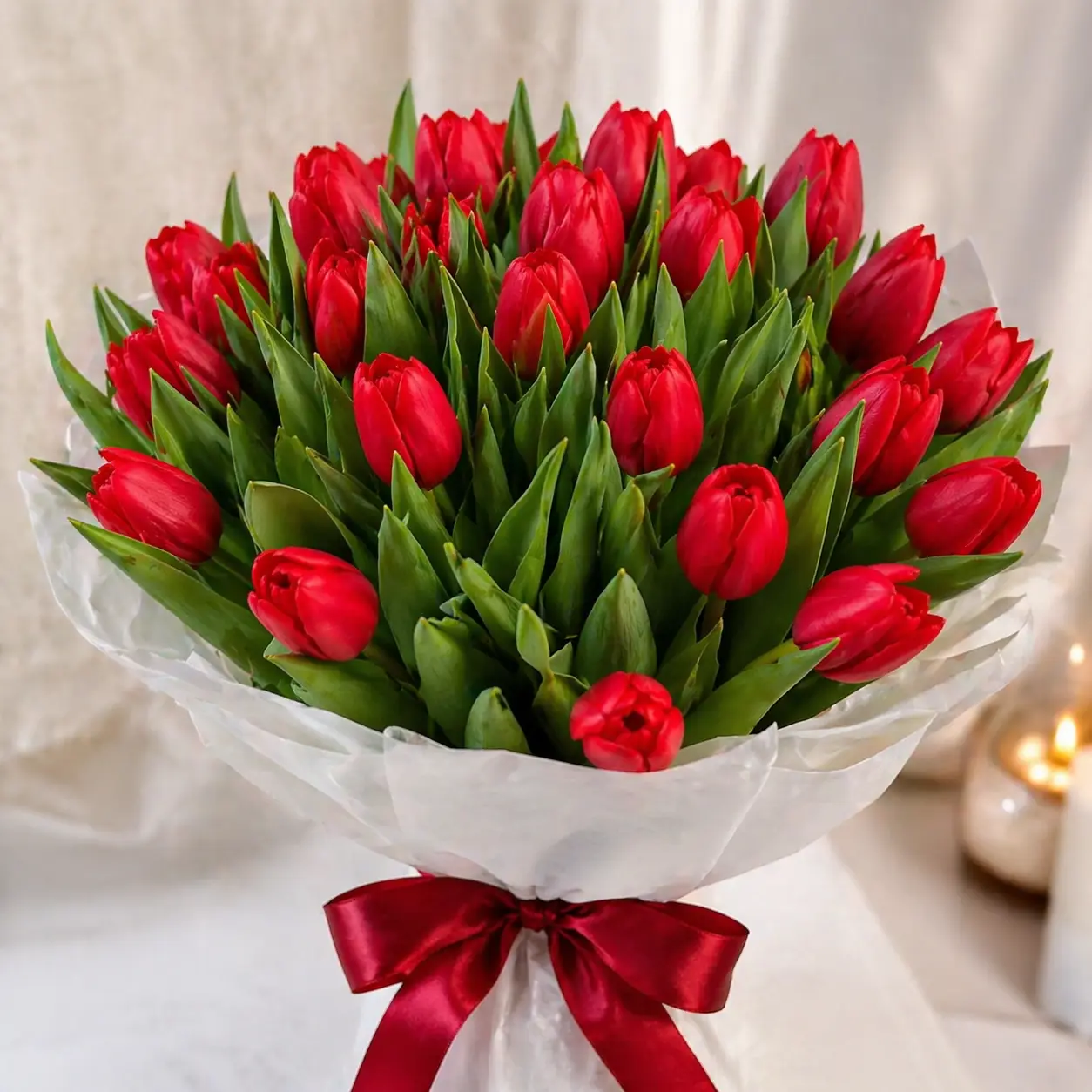 Red Tulips fresh bouquet of vibrant red tulips symbolizing love and passion, perfect for romantic gifting in Milano.
