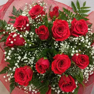 Mazzo Di Rosse bouquet with fresh red flowers arranged beautifully for romantic gift and special occasions in Milano