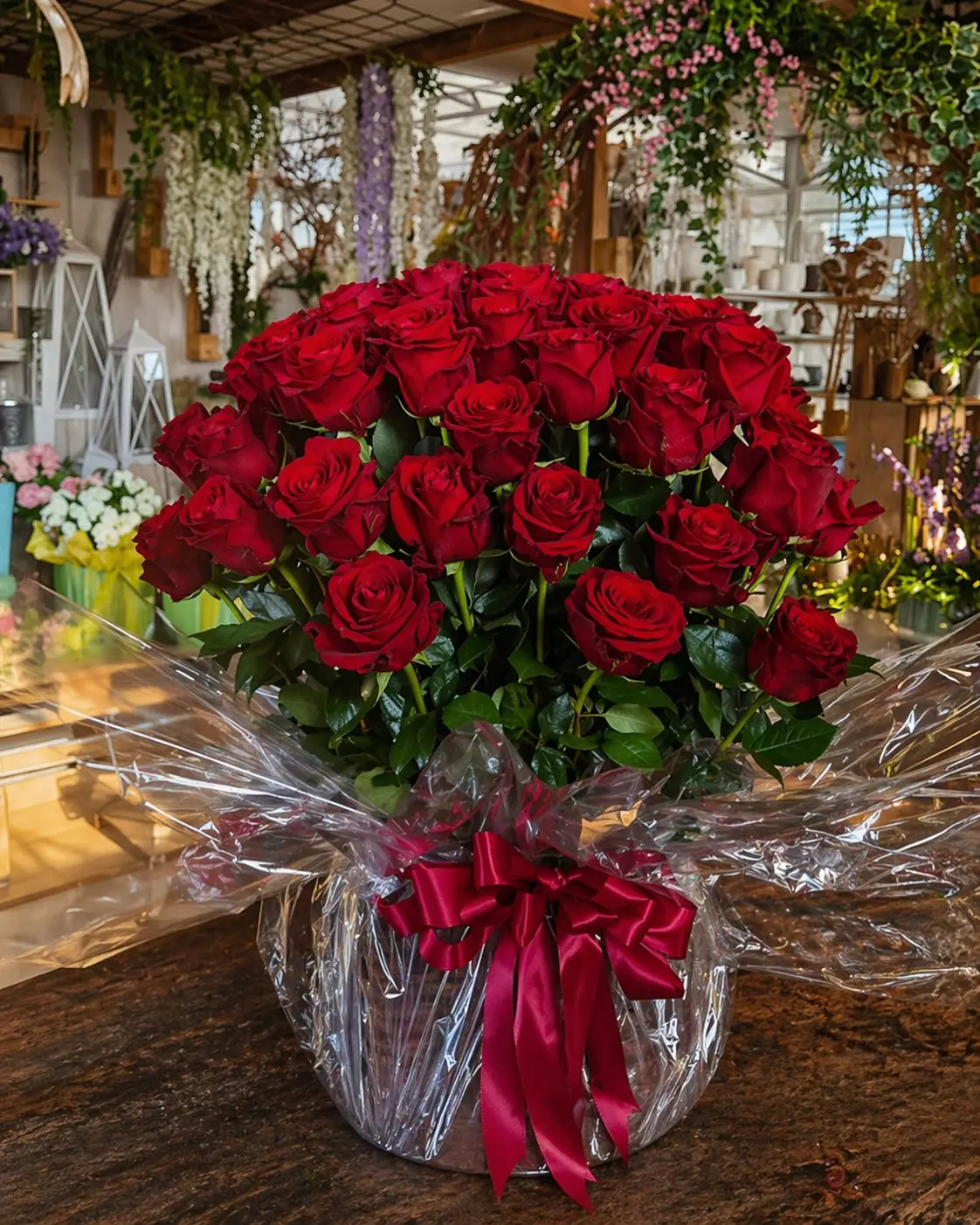 Red Love Bouquet Milan with elegant romantic red flowers