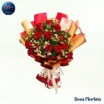 Ruby Rose Chamomile Bouquet Milan fresh ruby roses and chamomile flowers