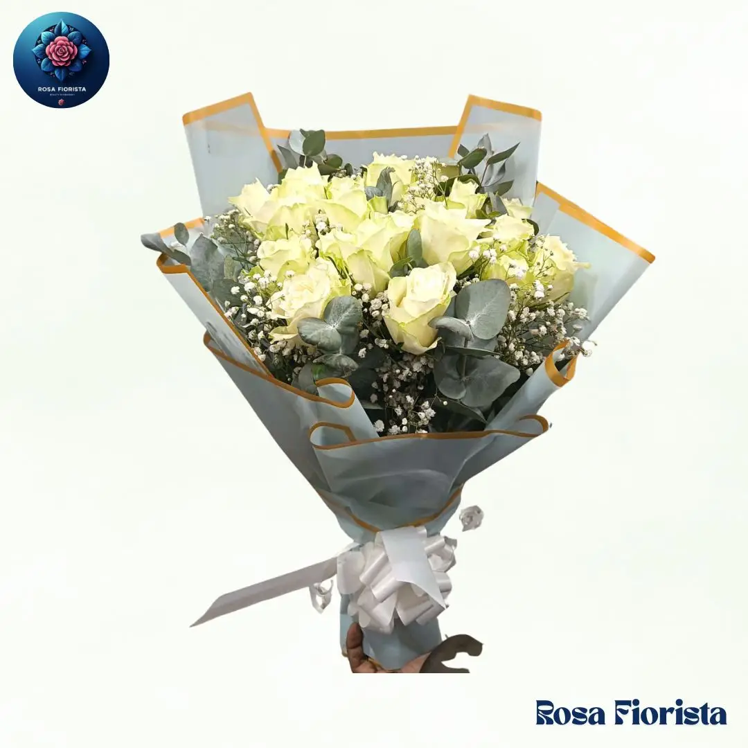 Ivory Grace White Rose Bouquet Milan with elegant roses