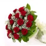 Red Rose & Baby Breath Bouquet Milan with fresh red roses
