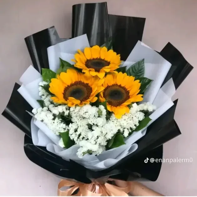 Sunflower with Gypso Milan bright yellow flower bouquet