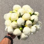 Peonies Wihte luxury white flower bouquet with fresh elegant blooms for gifting in Milano