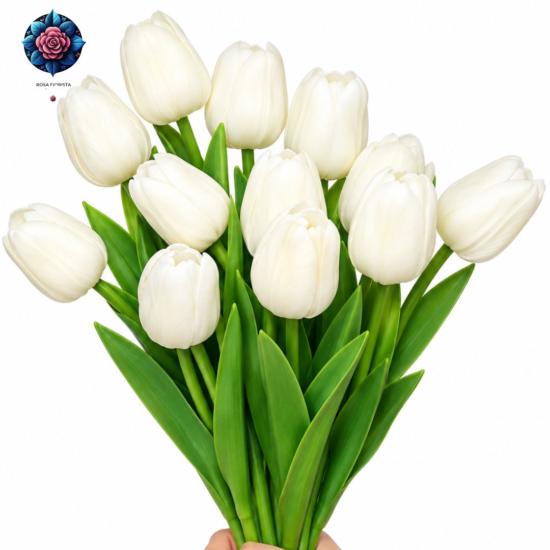 Bouquet di 10 Tulipani Bianchi with fresh white tulips arranged in Milan
