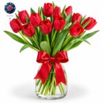 Bouquet di 20 Tulipani Rossi with fresh red tulips arranged in Milan
