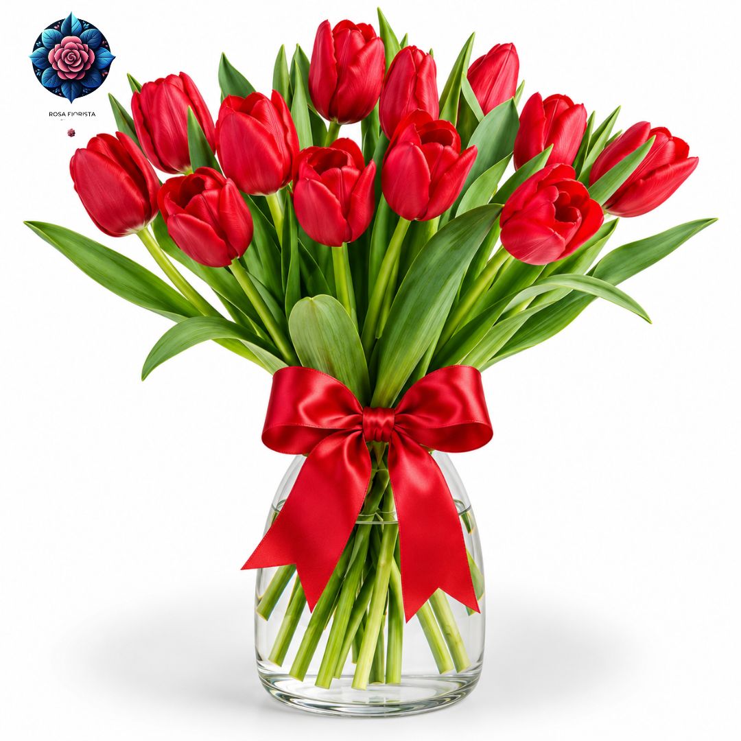 Bouquet di 20 Tulipani Rossi with fresh red tulips arranged in Milan