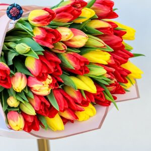 Colourful Valentines floral gift with vibrant fresh flowers in Milan