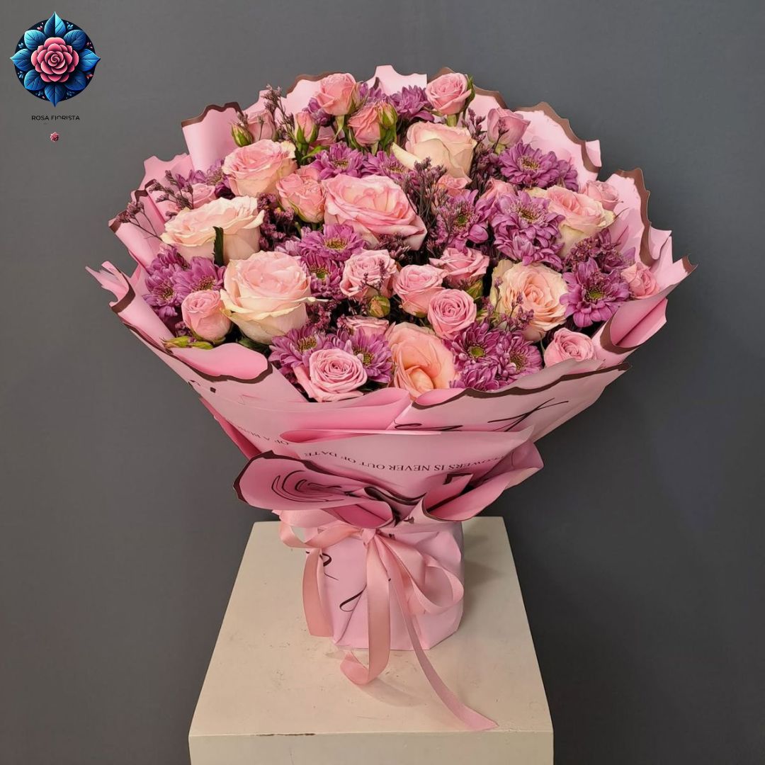 Many Varient Rose Bouquet fresh mixed roses arranged in Milan