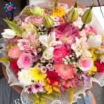 Mix Bouquet 018 with tulips lilies China roses carnations and gerberas in Milan