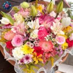 Mix Bouquet 018 with tulips lilies China roses carnations and gerberas in Milan