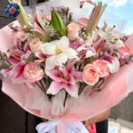 Mixed Bouquet 022 with roses Stargazer lilies tulips carnations and China roses