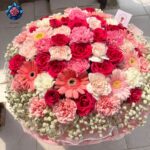 Mix Bouquet 023 with roses gerberas carnations and gypsophilia in Milan