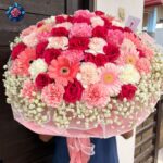 Mix Bouquet 023 with roses gerberas carnations and gypsophilia in Milan