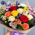 Rainbow Rose Mix Bouquet, a rainbow-inspired colourful rose arrangement from Rosa Fiorista in Milano.