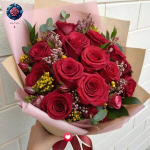 Red Rose Gift Bouquet featuring fresh red roses for romantic gifting by Rosa Fiorista in Milano.