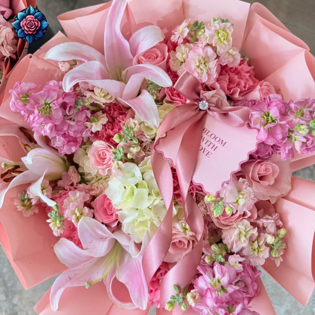 Red with Pink Mix Bouquet for gift featuring red and pink mixed flowers in Milan