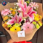 Stargazer Lilies Mix Bouquet with fresh pink lilies in Milan