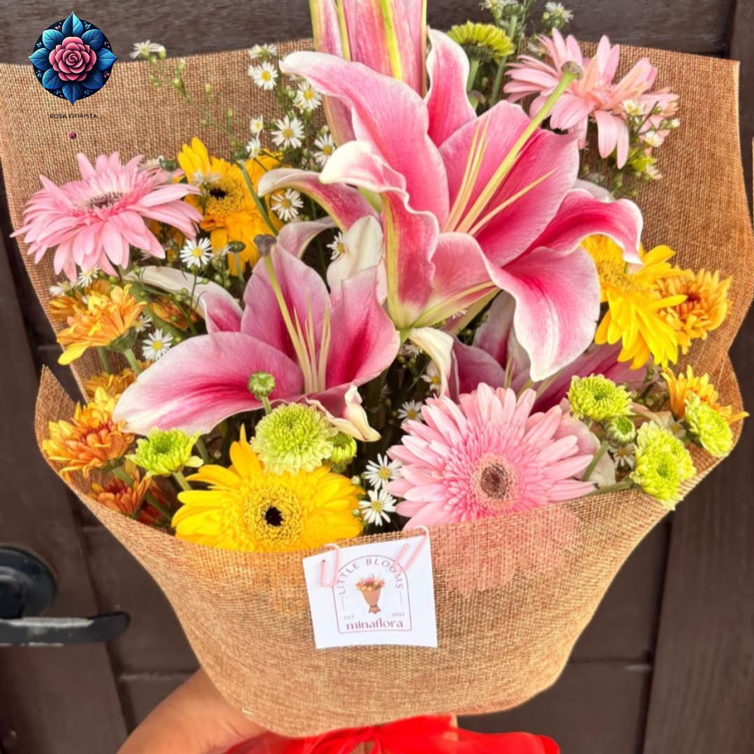Stargazer Lilies Mix Bouquet with fresh pink lilies in Milan