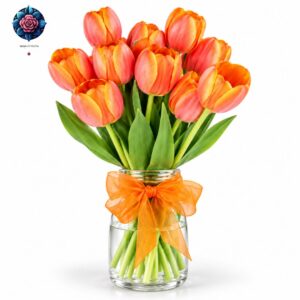 Tulipani Arancioni fresh orange tulips beautifully arranged in Milan