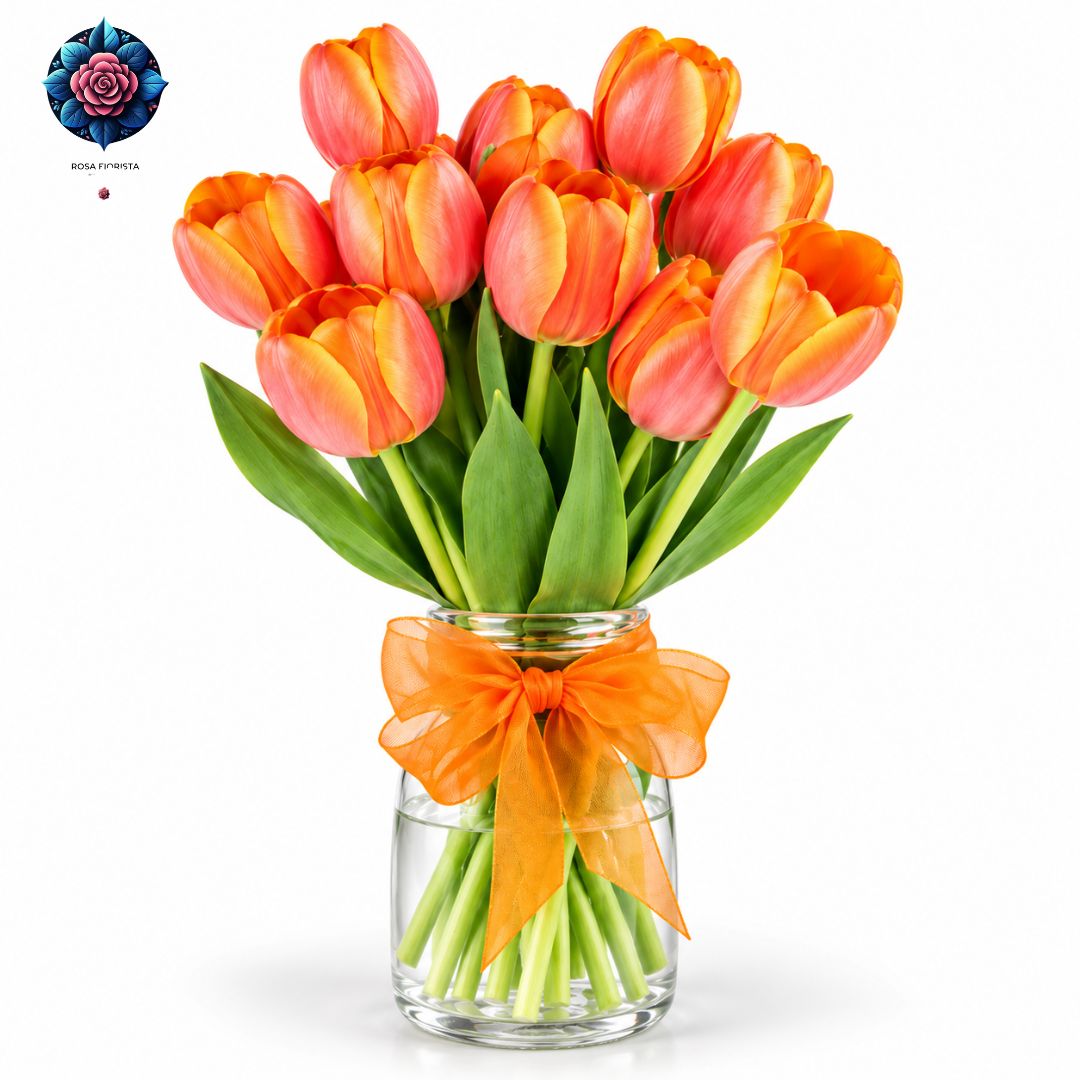 Tulipani Arancioni fresh orange tulips beautifully arranged in Milan