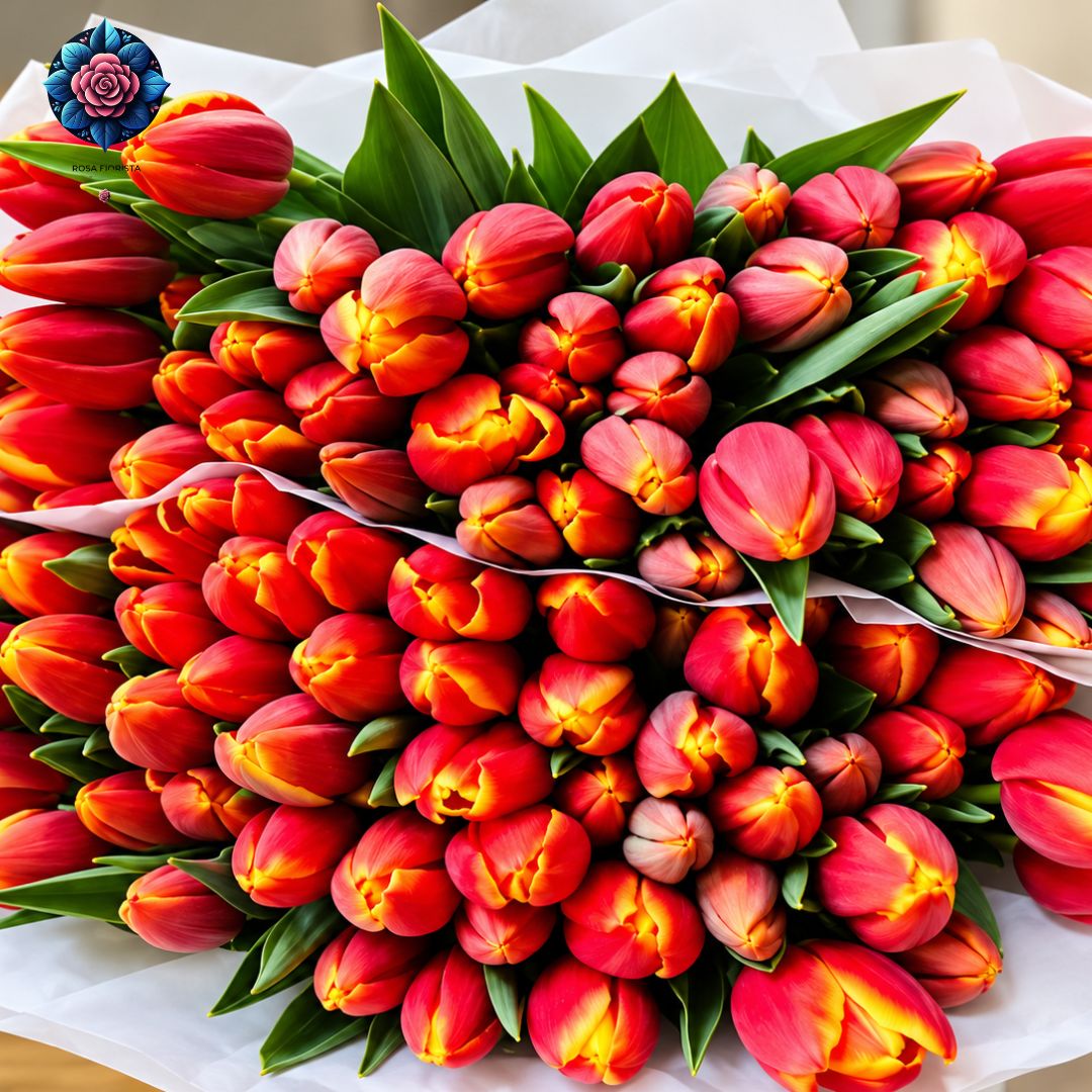 Tulipani Bicolore Rosso e Giallo fresh red and yellow tulips in Milan