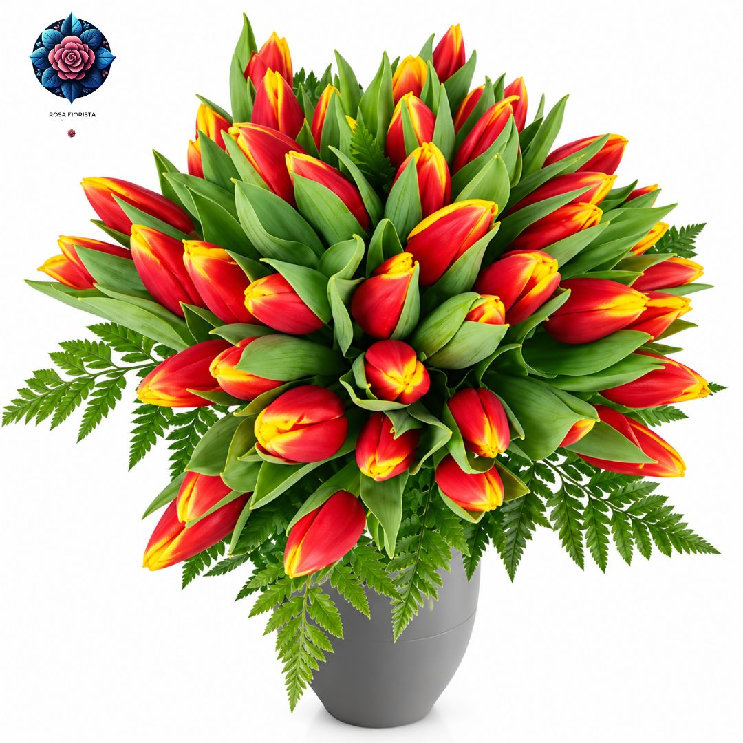 Tulipani Bicolore fresh two-tone tulips beautifully arranged in Milan