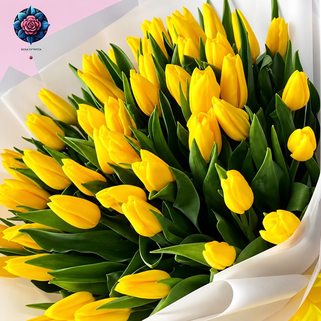 Tulipani Gialli fresh yellow tulips beautifully arranged in Milan