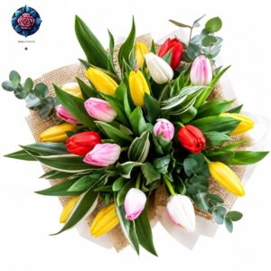 Tulipani Misti fresh mixed tulips beautifully arranged in Milan